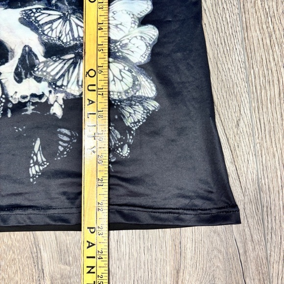 Butterfly Skull Tank Top Shirt w/ rip tied razor back, size M ~ goth, punk, emo - Picture 7 of 8
